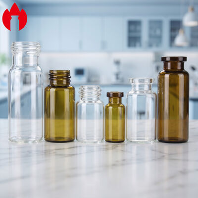 Durchsichtige oder Amber Pharma Injektionsflasche aus Rohrglas