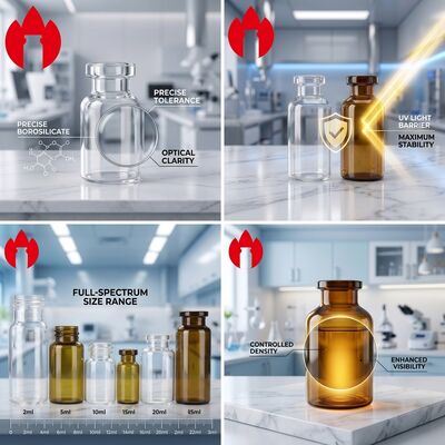 GMP CE ISO zertifizierte Pharma-Glasflasche / Durchstechflasche